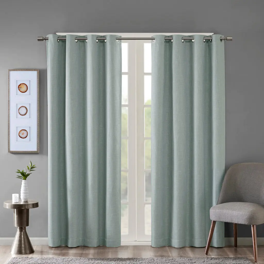 Printed Heathered Blackout Grommet Top Curtain Panel Single Panel Home Decor jla