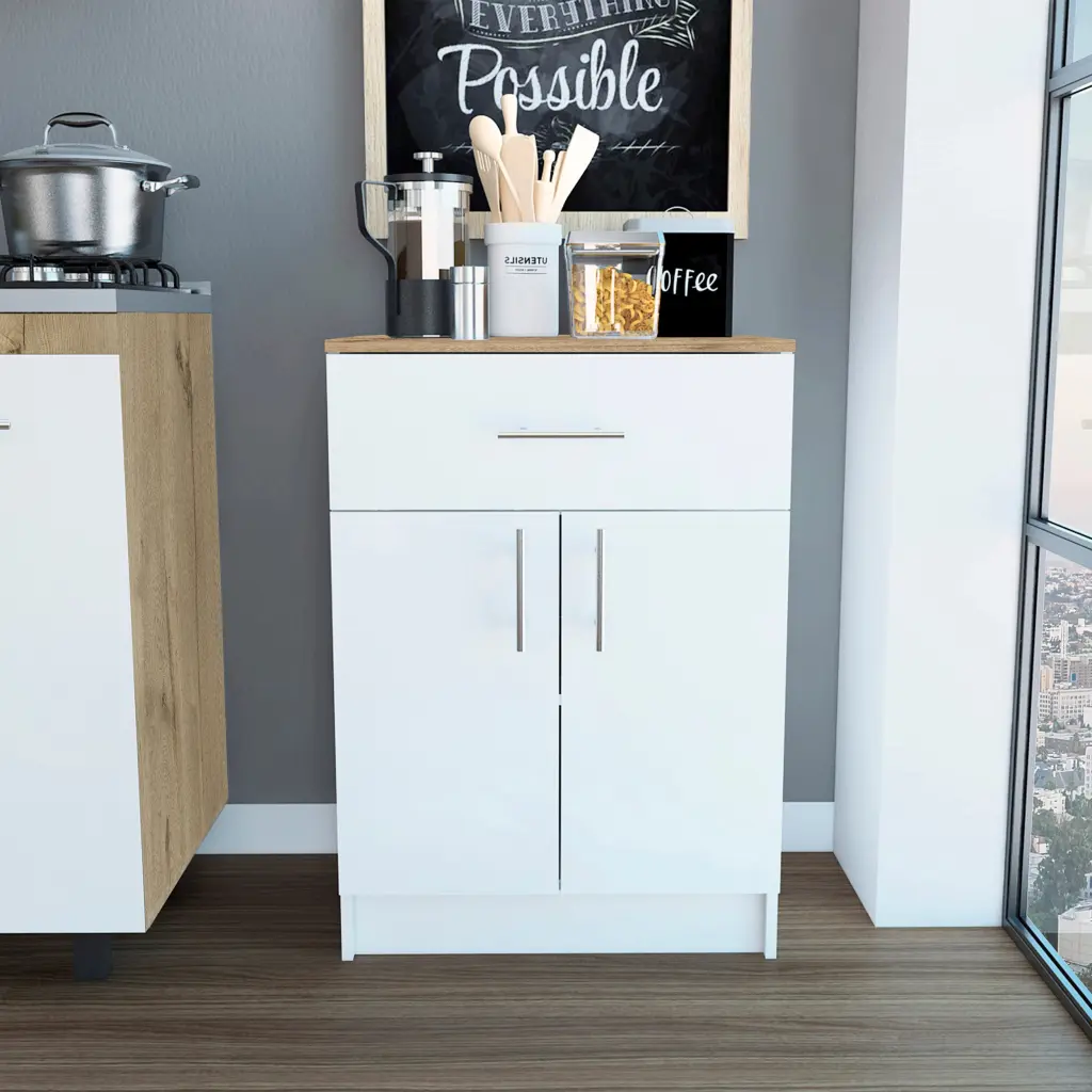 Oxford Pantry Cabinet One Drawer Double Door Two Shelves Storage fm furniture