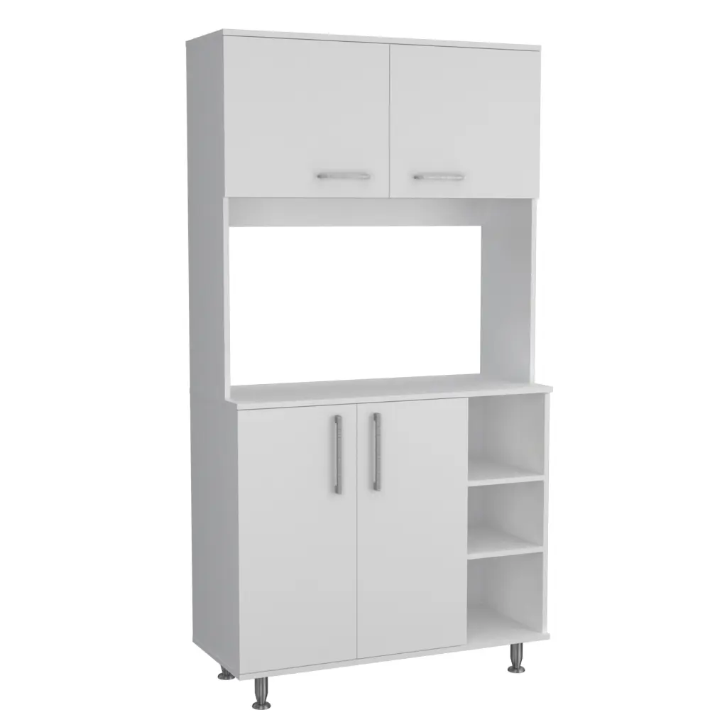 95 Pantry Kit Double Door Cabinet Three Shelves White Freestanding Kitchen Storage rta mubles colombia