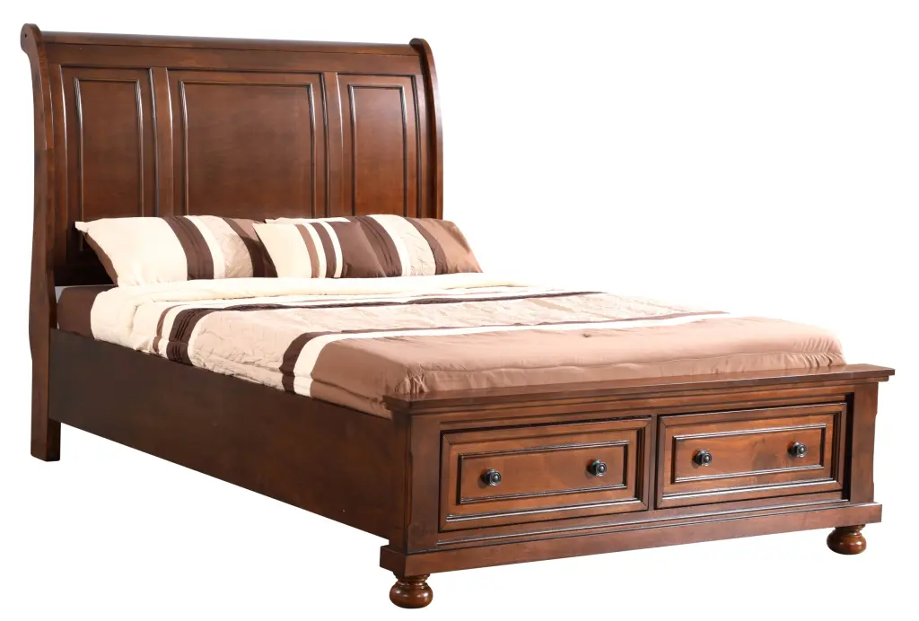 Meade G8900A Queen Bed Cherry Particle Board Bed Frame glory furniture