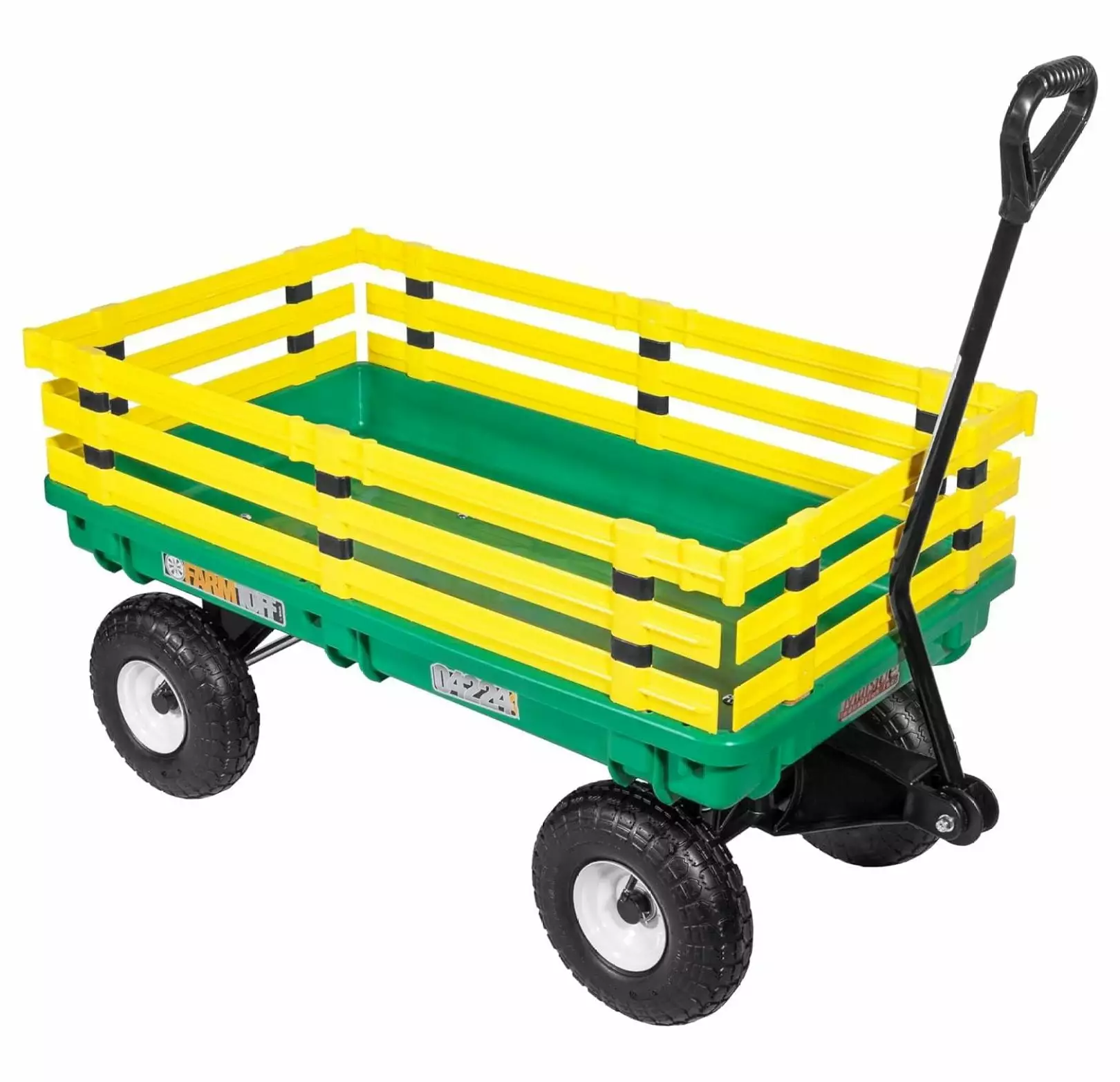 YUNTIE Plastic Deck Wagon Green Yellow Removable Racks. 20-Inch 38-Inch. White