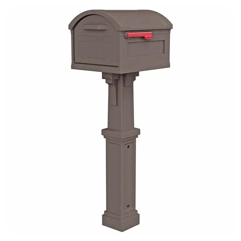 Gibraltar Gentry Classic Plastic Post Mount Mocha Mailbox Gibraltar Mailboxes