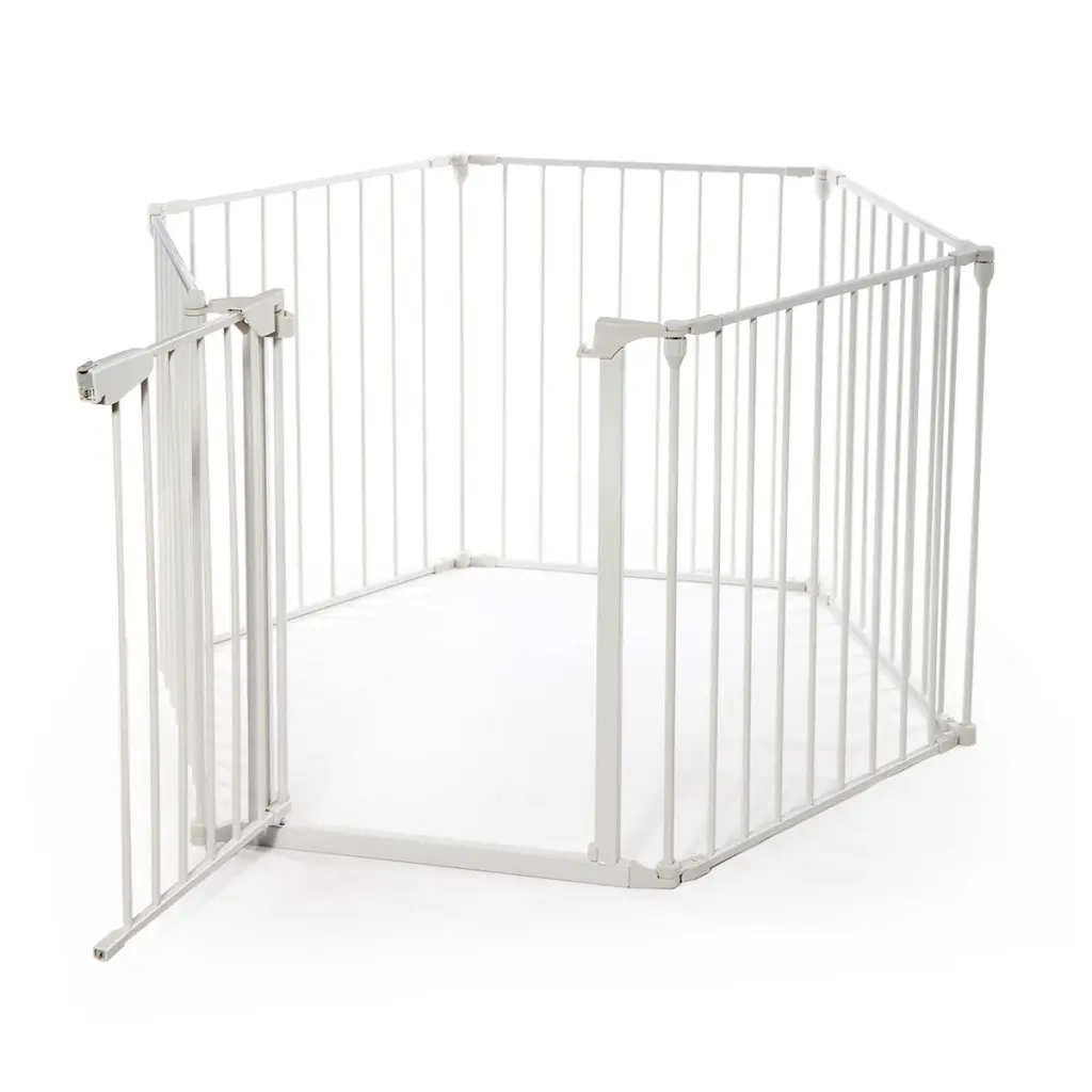 6 Panel Metal Baby Playpen Fireplace Safety Fence Walk Through Door w2181