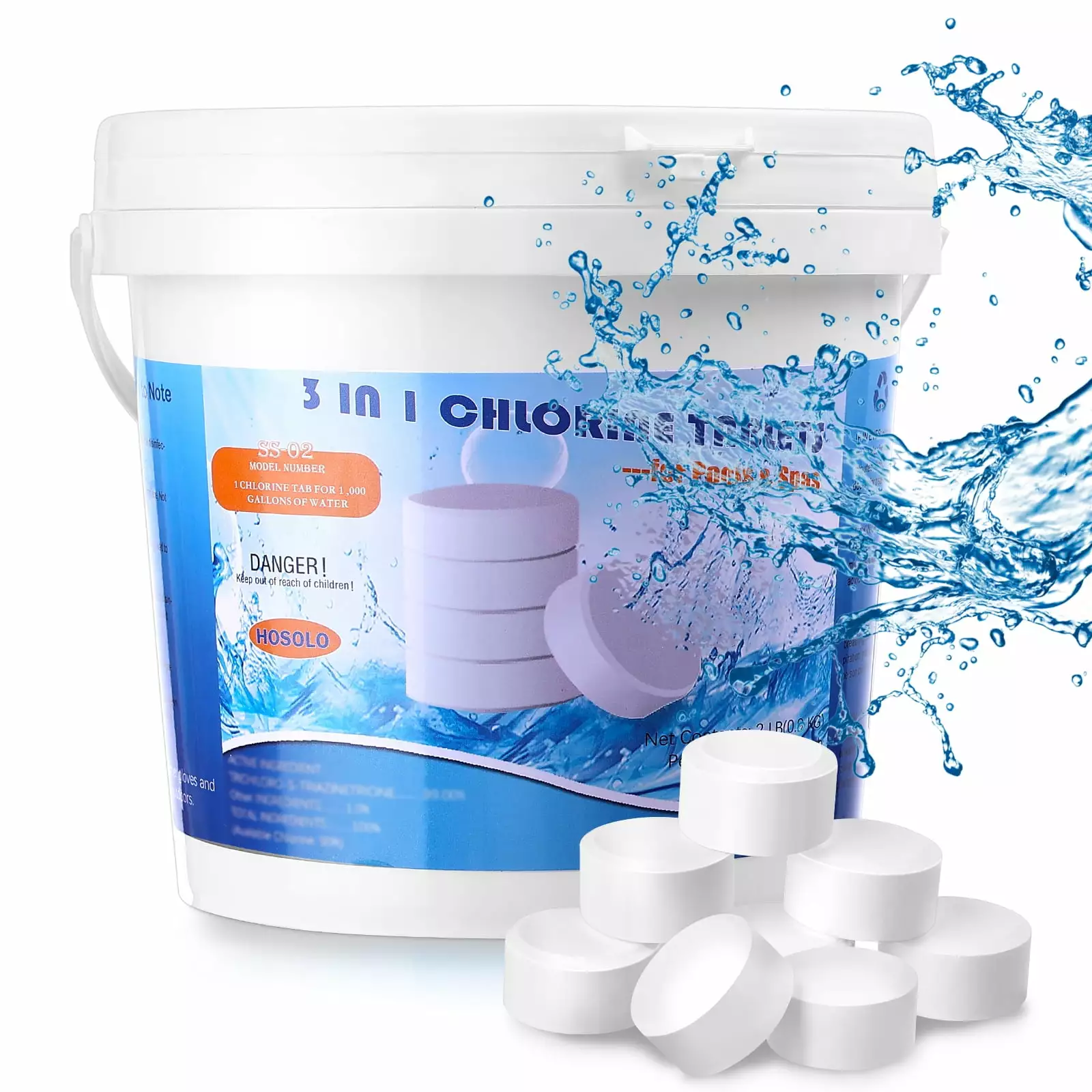 2 LB 1 Inch Swim Pool Cleaning Long Lasting Effective Pool Cleaner Trichlor