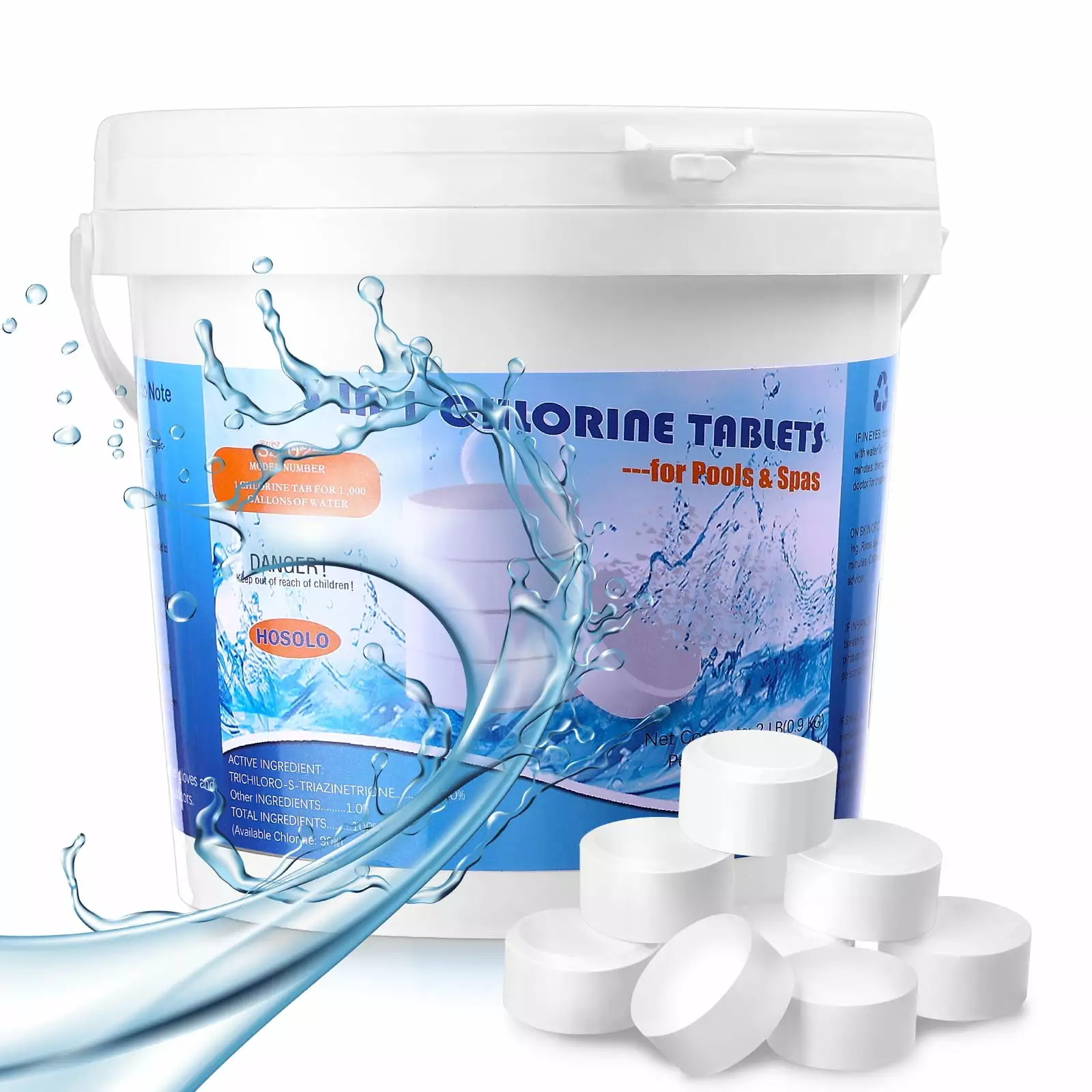 2 LB 1 Inch Swimming Pool Cleaner Long Lasting Effective Slow Dissolve Trichlor