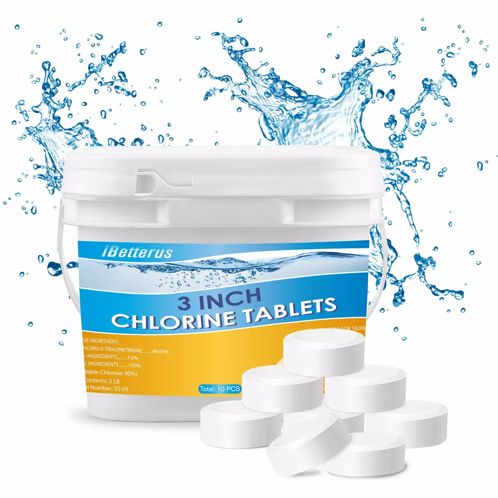 3 Inch 5 LB Swimming Pool Cleaner Long Lasting Swim Pool Clear Trichlor