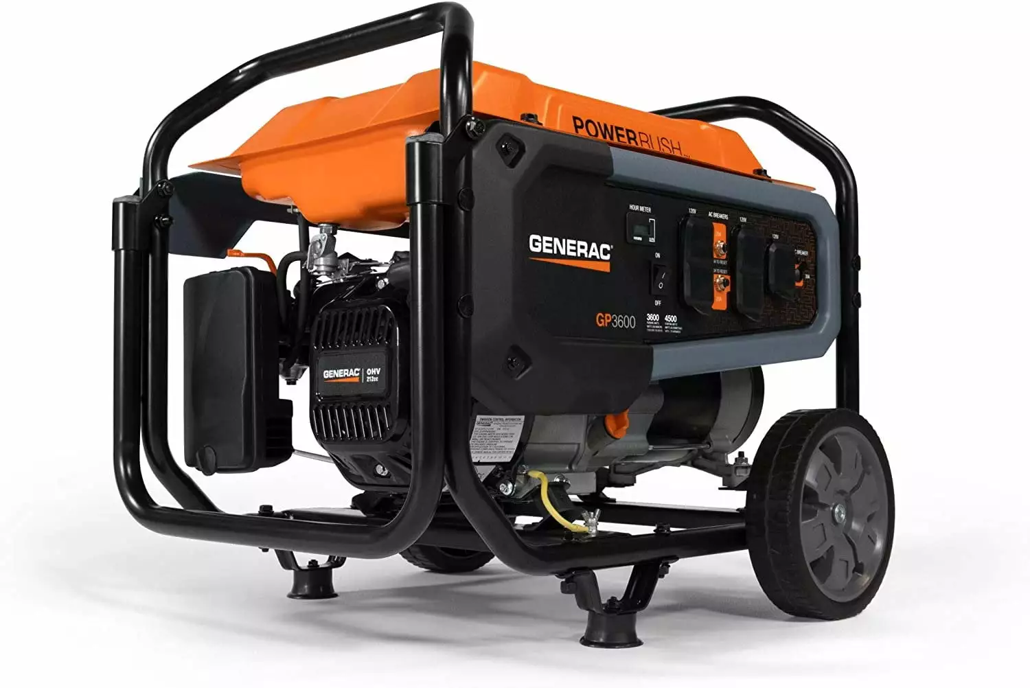 Generac 7678 GP3600 Travel-friendly Generator. Orange. Black