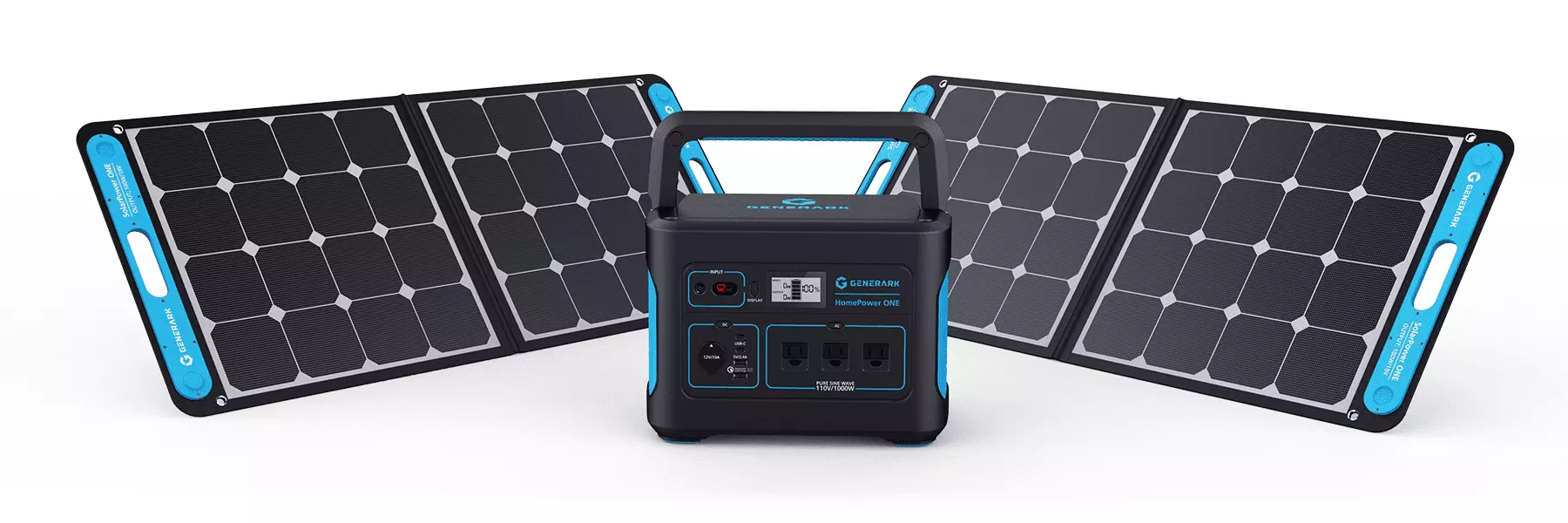Geneverse 1002Wh (1x2) Solar Generator Bundle: 1X HomePower ONE Travel-friendly Power Station (3X 1000W AC Outlets) + 2X 1...
