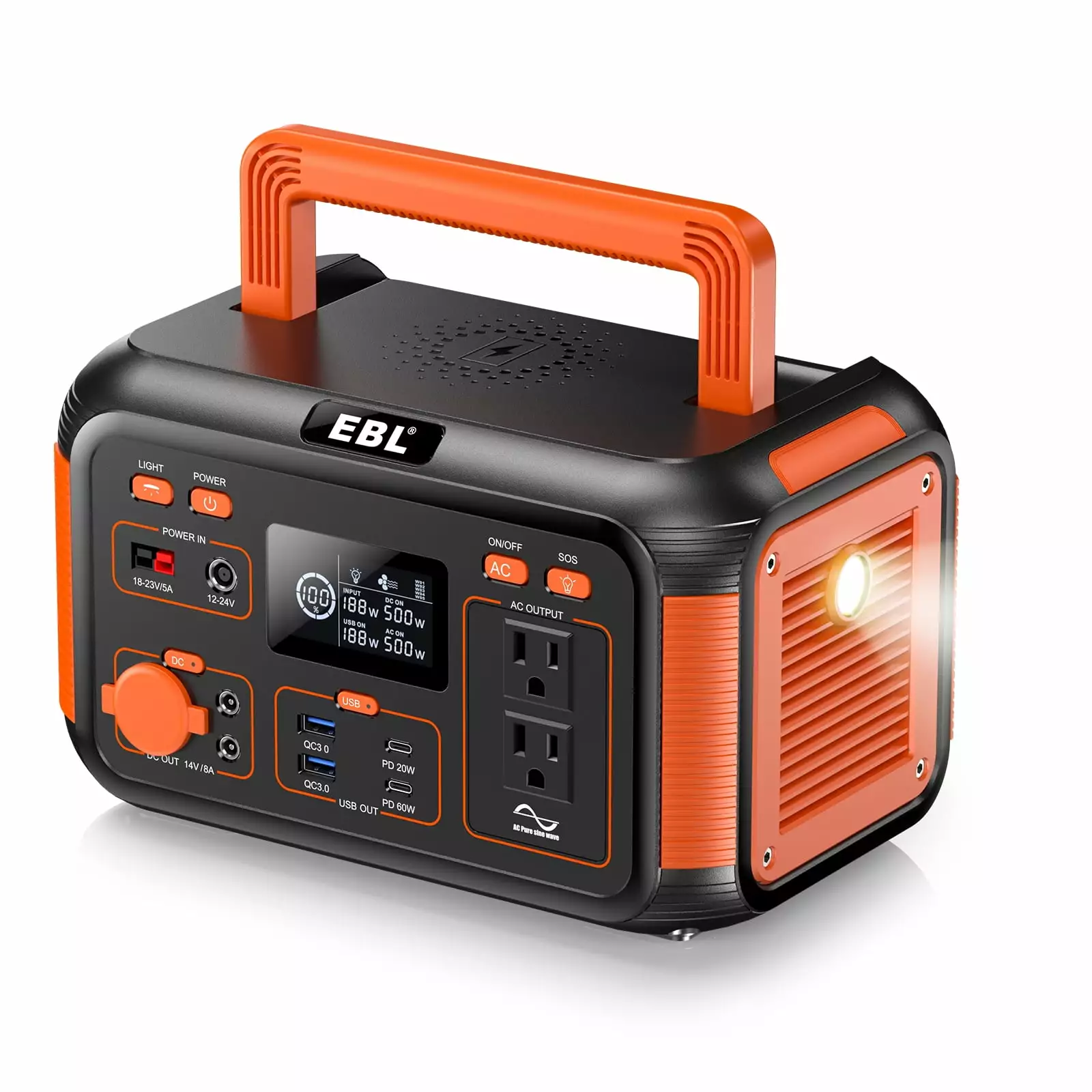 Travel-friendly Power Station 500W Solar Generators Backup Lithium Battery Pack Wireless Power Bank Outdoor Camping Home E...