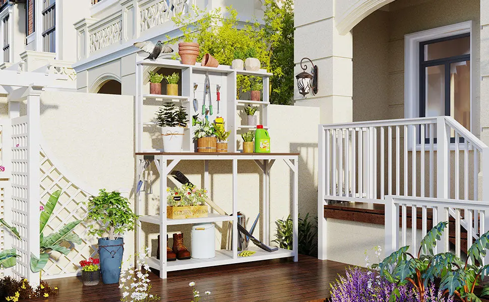 64.6 Inch Large Outdoor Potting Bench Garden Workstation Table topmax