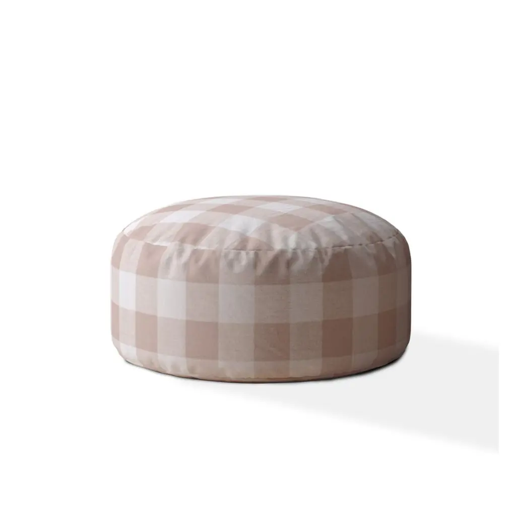 Indoor Andy Blush Round Zipper Pouf Stuffed Extra Beads Incorporated 24 Inch usa made pillow and pouf
