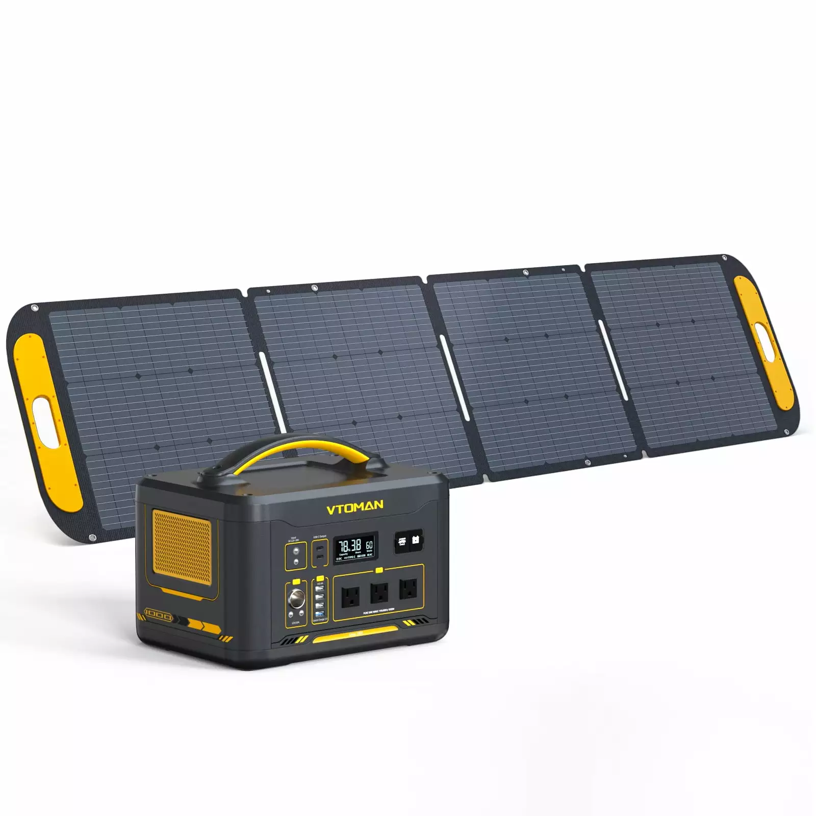 VTOMAN Jump 1000 Travel-friendly Power Station 1000W 220W Solar Panels. 1408Wh LiFePO4 Battery 110V/1000W AC Outlets.Trave...