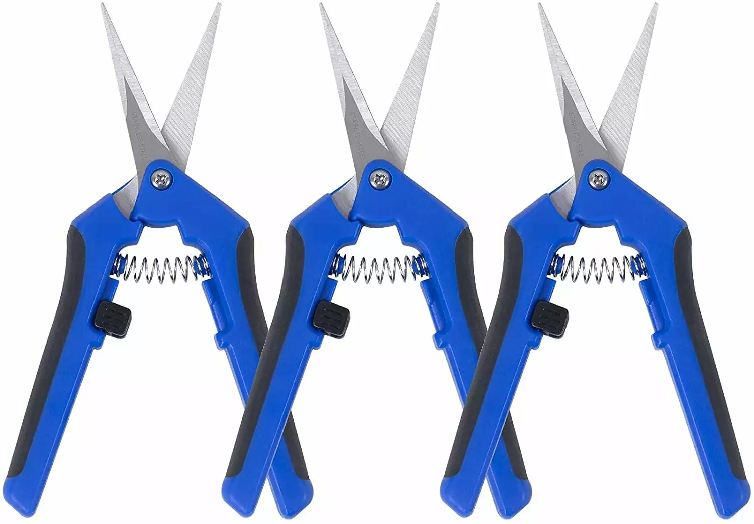 3-Pack Garden Pruning Shears. Stainless Steel Trimming Scissors. Pruner Snips Precision Straight Sharp Blades. Perfect Cli...