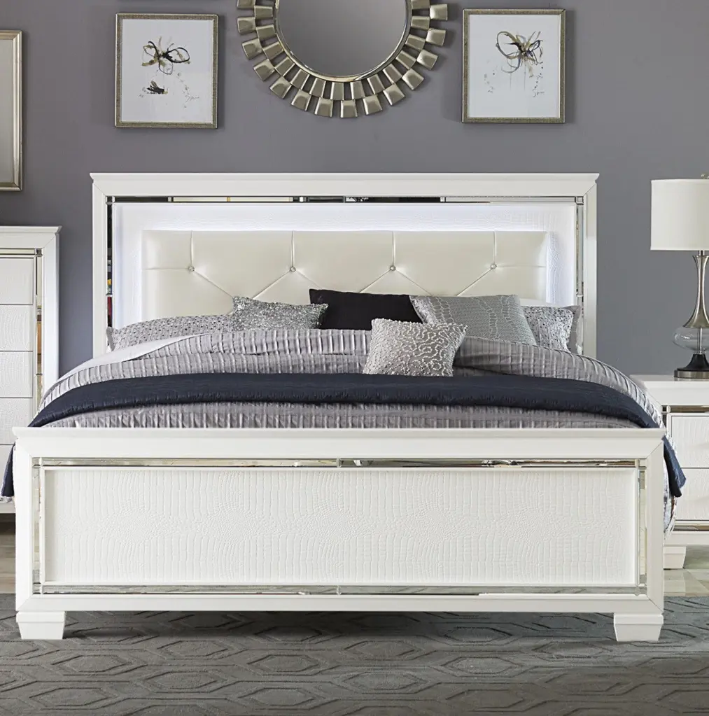 Glamorous Design Queen Bed Button Tufted LED Headboard Bedroom Furniture kanepe