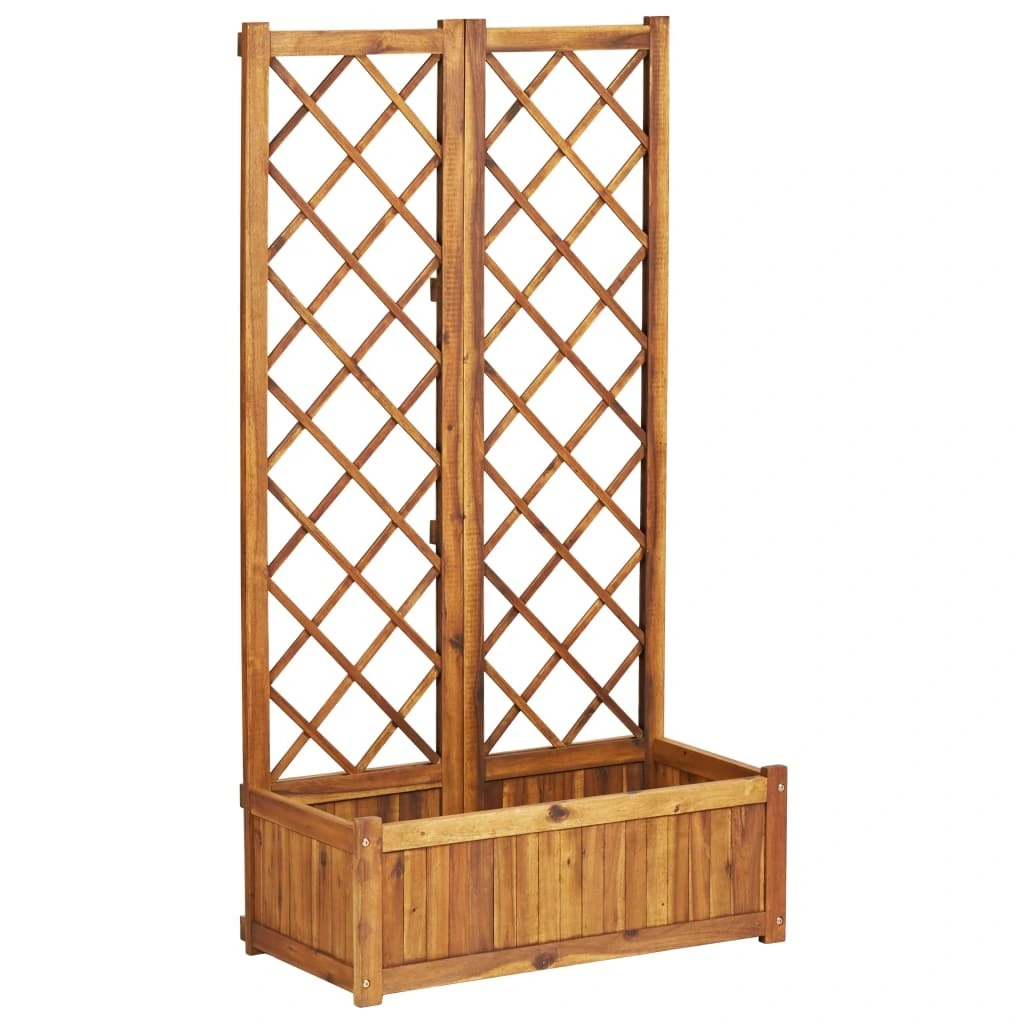 vidaXL Solid Acacia Wood Raised Bed Trellis 33.5x15x59.1 Inches Gardening