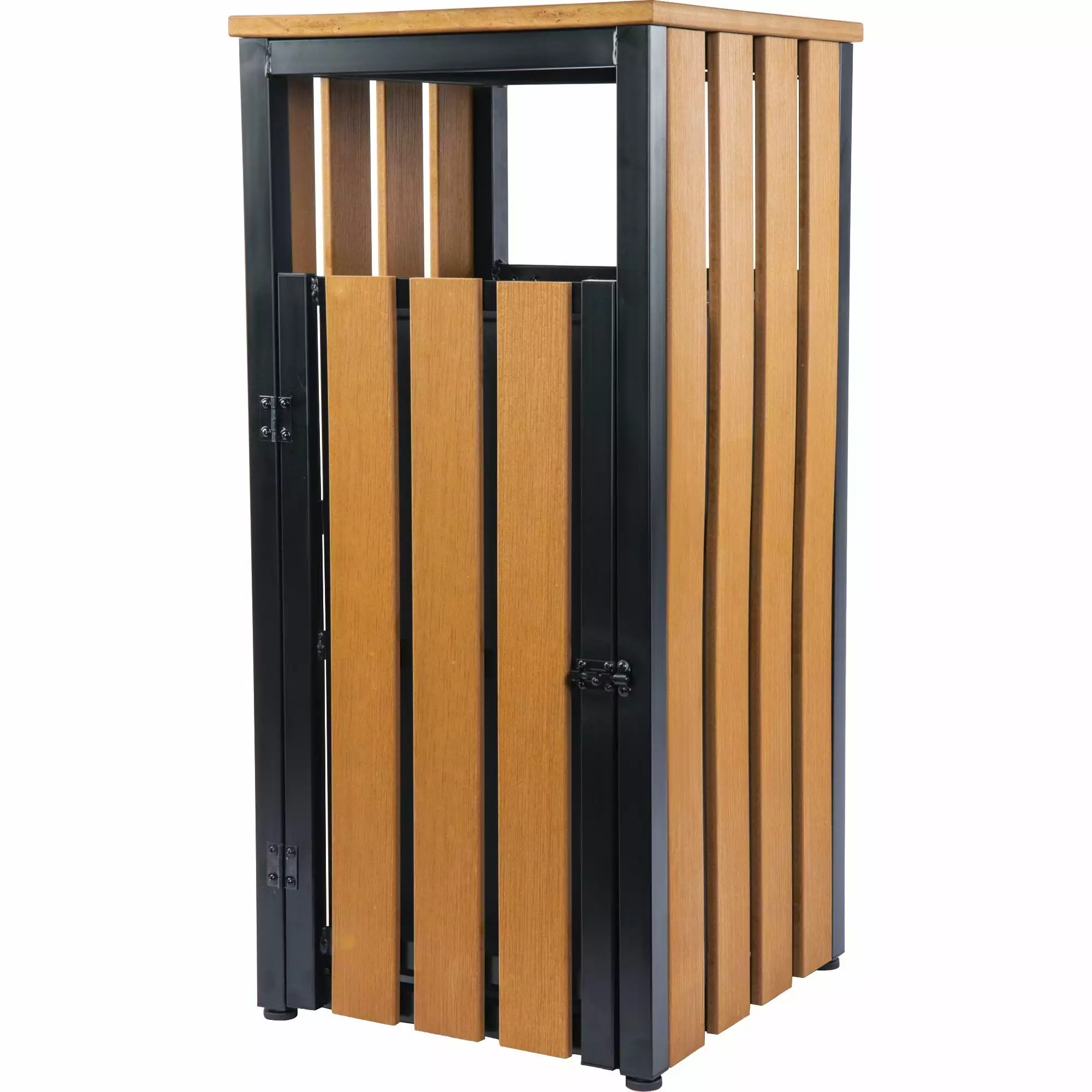 Lorell Outdoor Waste Bin - Rectangular - Weather Resistant - 33.6 Height X 15.8 Width X 15.8 Depth - Polystyrene - Teak - ...