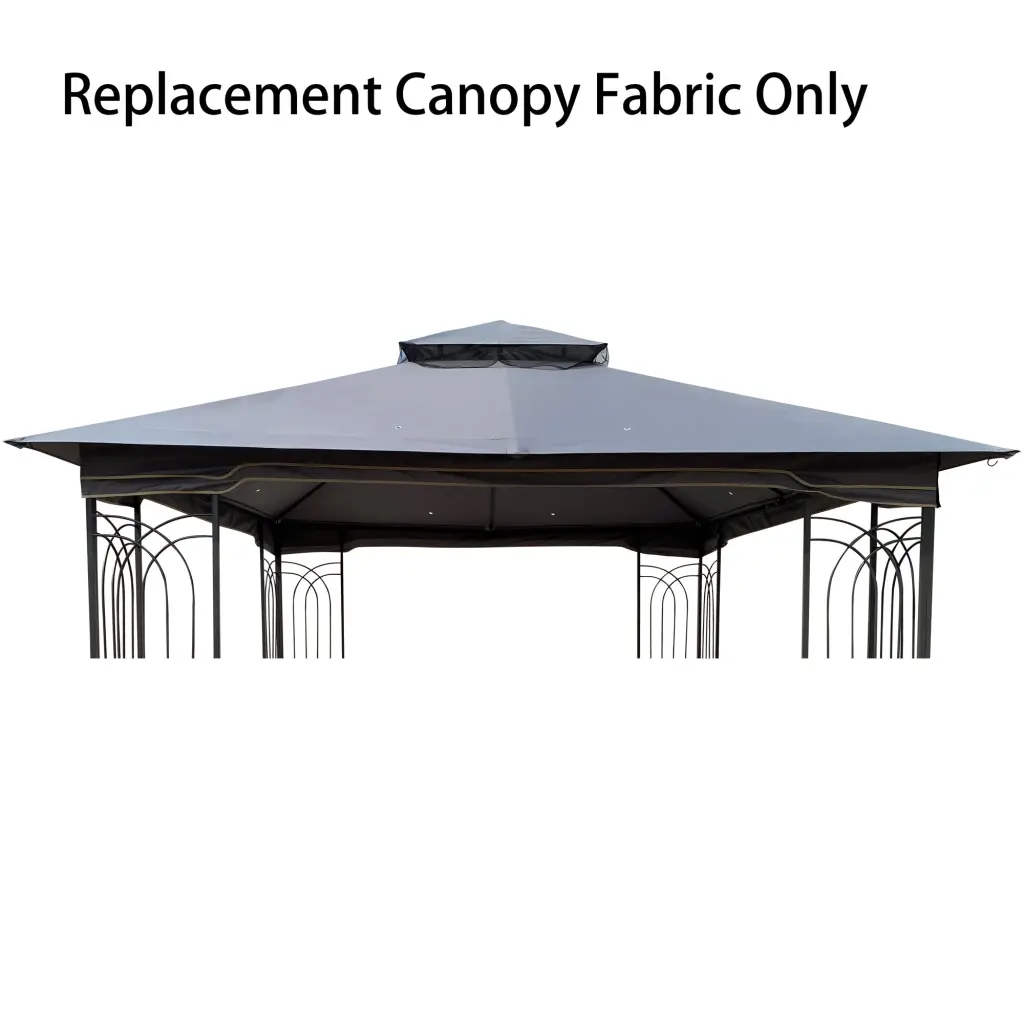 10X10 Ft Patio Double Roof Gazebo Replacement Canopy Top Fabric Gray bei you