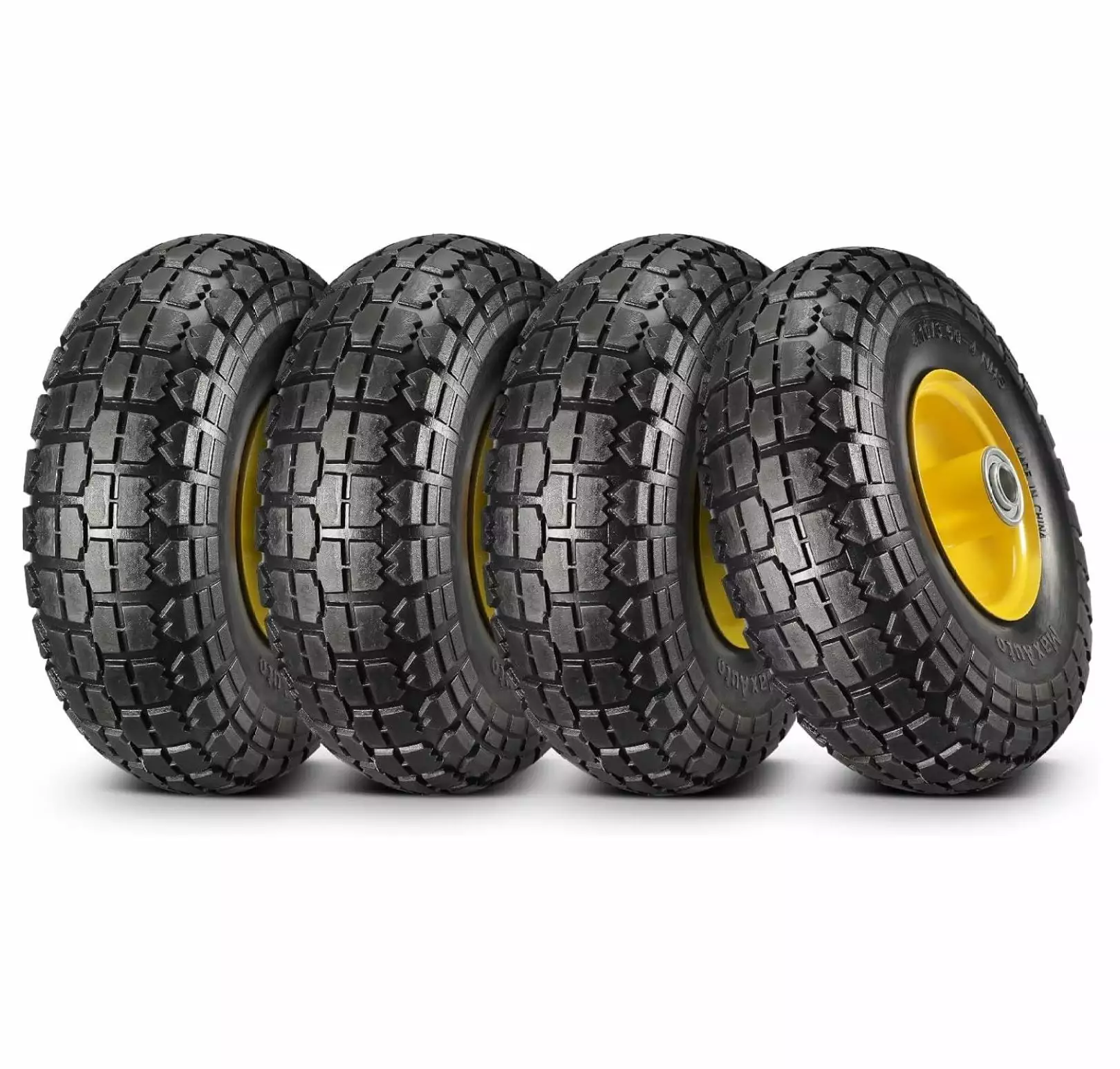 YUNTIE 10 Flat Tires Solid Rubber Tyre Wheels 4.10/3.50-4 Air Less Tires Wheels 2.25 Offset Hub. 5/8 Bearings Hand Truck/T...