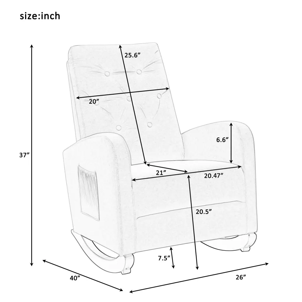 Baby Room High Back Rocking Chair Nursery Chair Comfortable Rocker Fabric Upholstered bed best