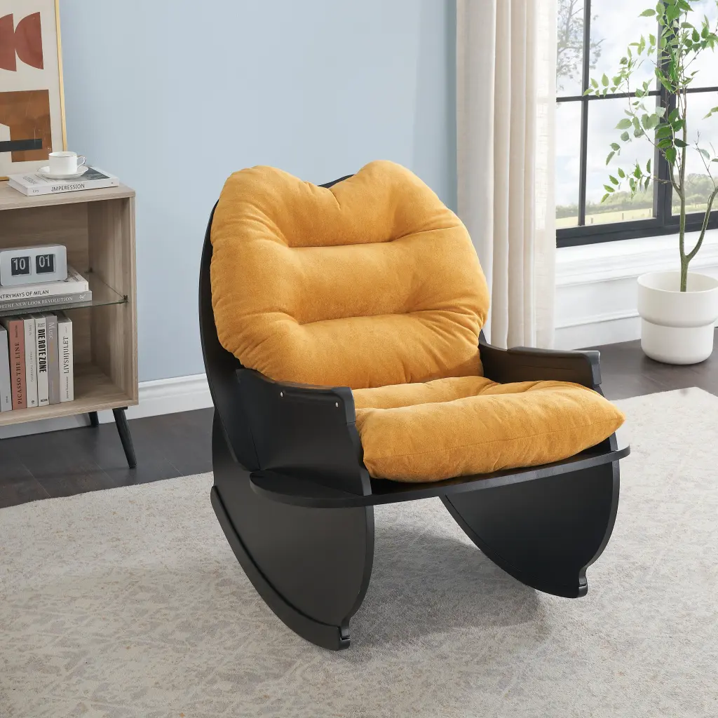 30.31 Inches Yellow Rocking Chair Single Seat Balcony Casual Ease Comfortable Outdoor Furniture ylf fff