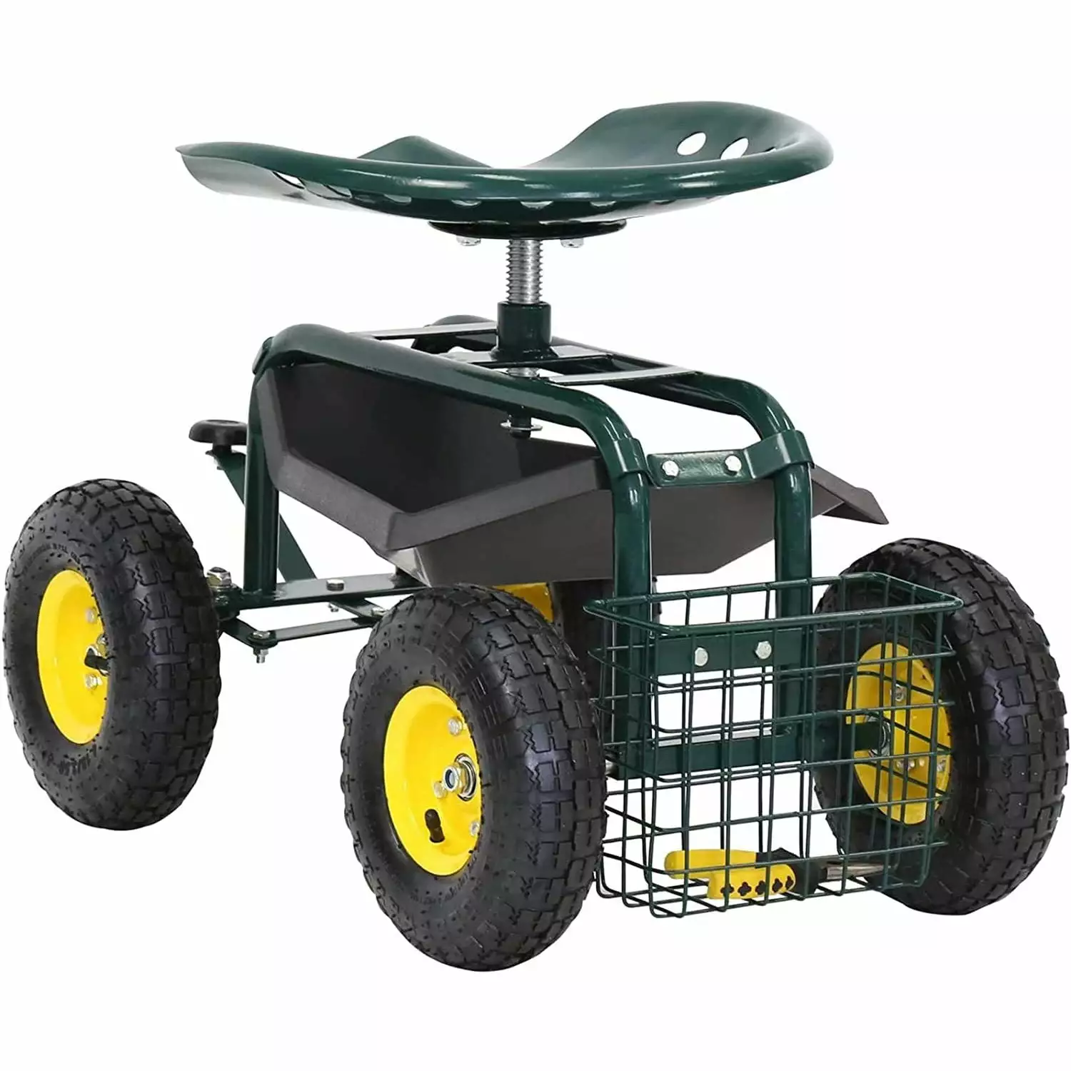 GxIne Rolling Scooter Garden Stool Cart Tool Storage Binquireet & Swivel Seat Heavy Duty Gardening Planting