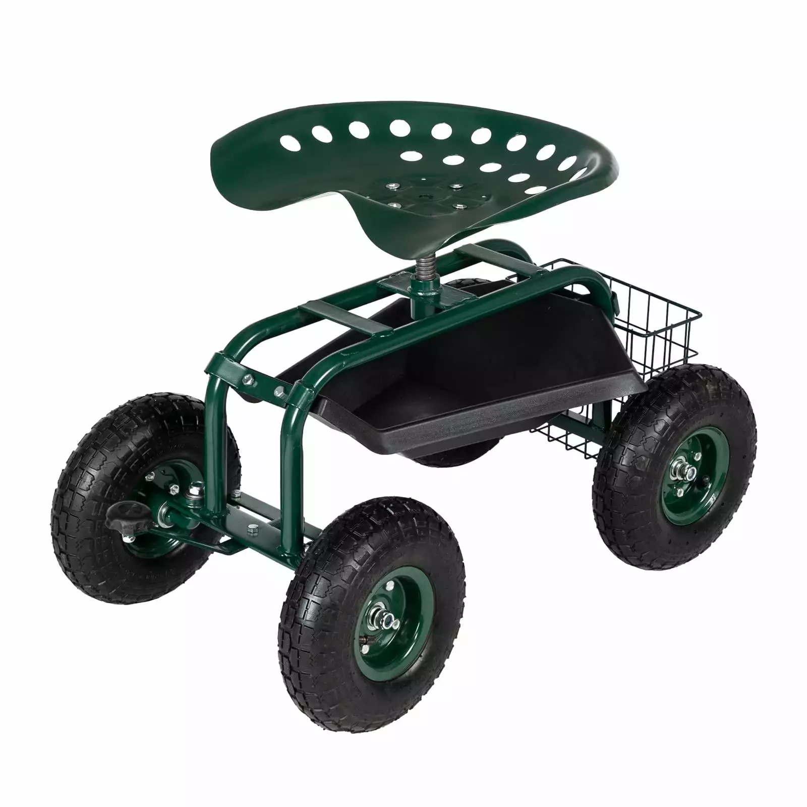 Zimtown Garden Cart Mobile Rolling Work Seat w/Tool Tray Green