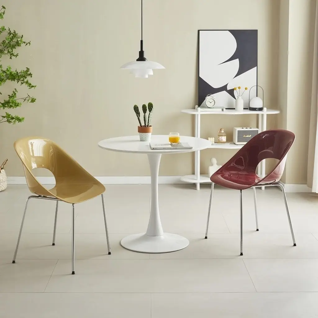 Modern Round Dining Table 31.5 Inch Kitchen Dining Room Coffee Table eheng