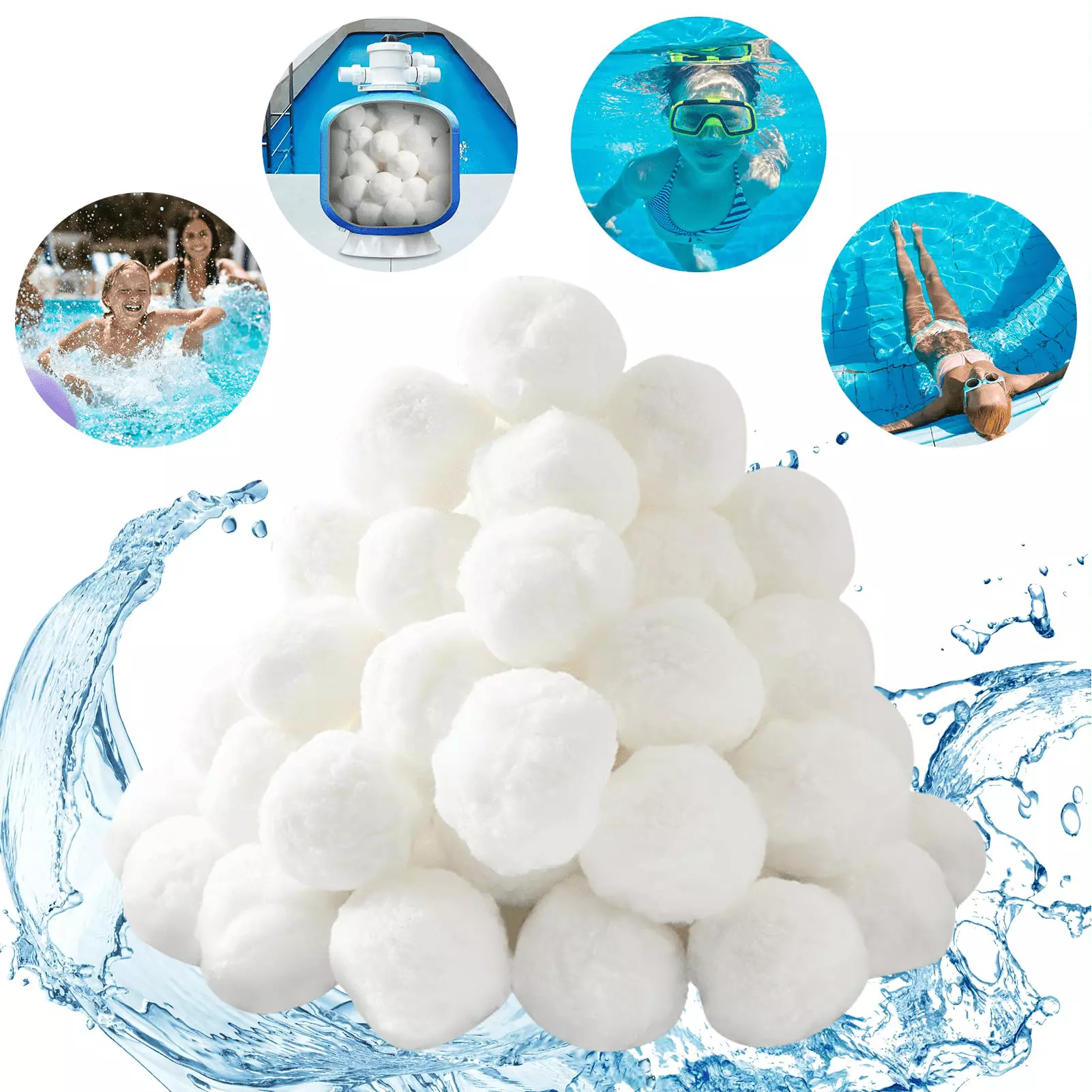1.76 lbs Pool Filter Balls Sand Filter Pump Reusable Eco-Friendly Alternative to 60 lbs Pool Filter Sand Gsyhtq