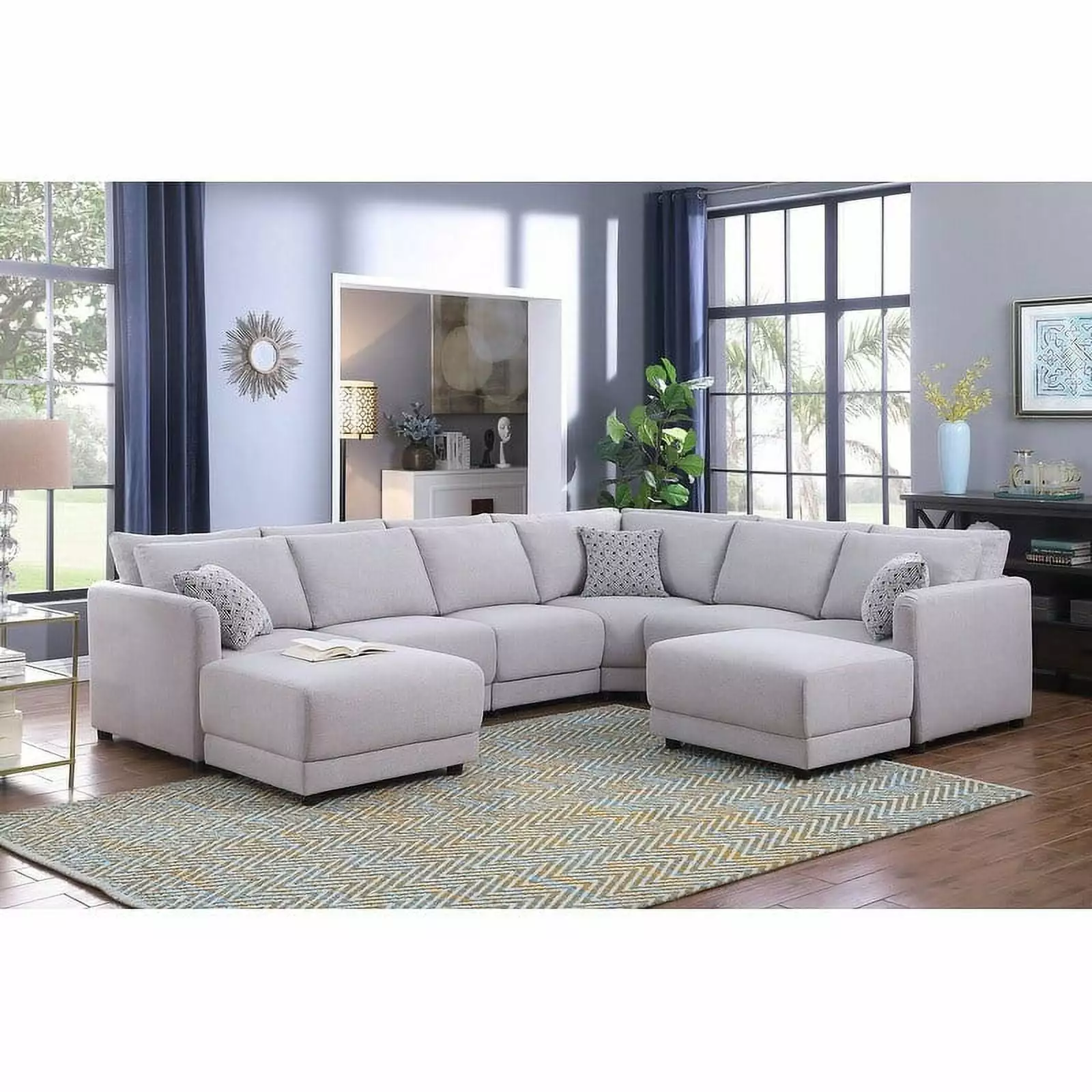 Penelope Light Gray Linen Reversible 8-Piece Modular Sectional Ottomans Bed Bath & Beyond