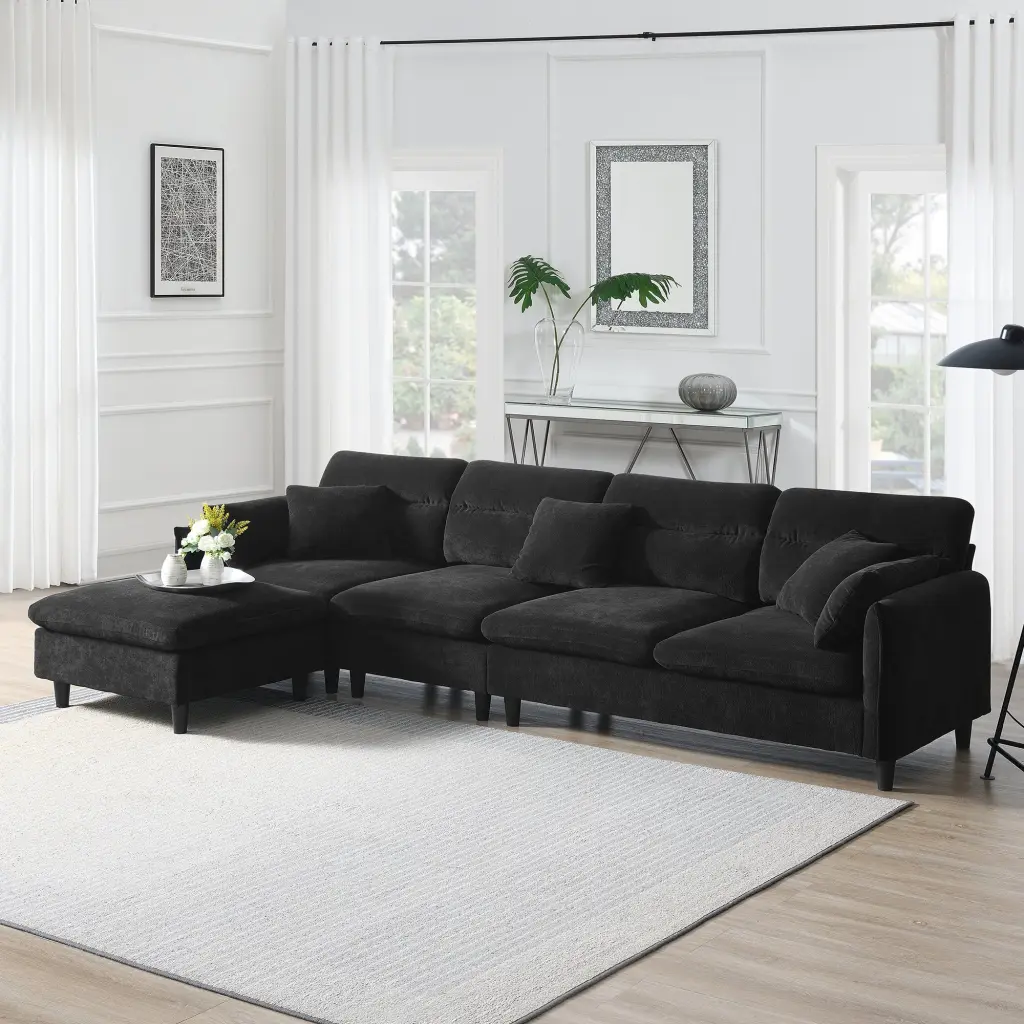 110x62 Modern Convertible Sectional Sofa L Influenced Reversible Couch Set gt