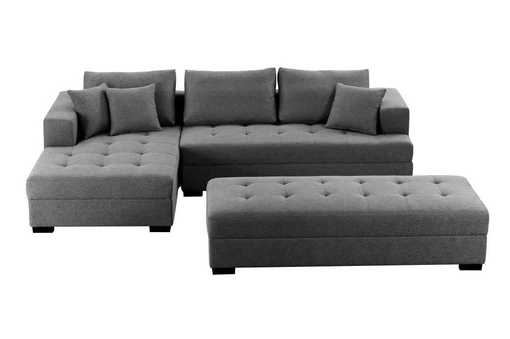 111 Tufted Fabric 3 Seat L Influence Sectional Sofa Couch Set Chaise Lounge justone interior