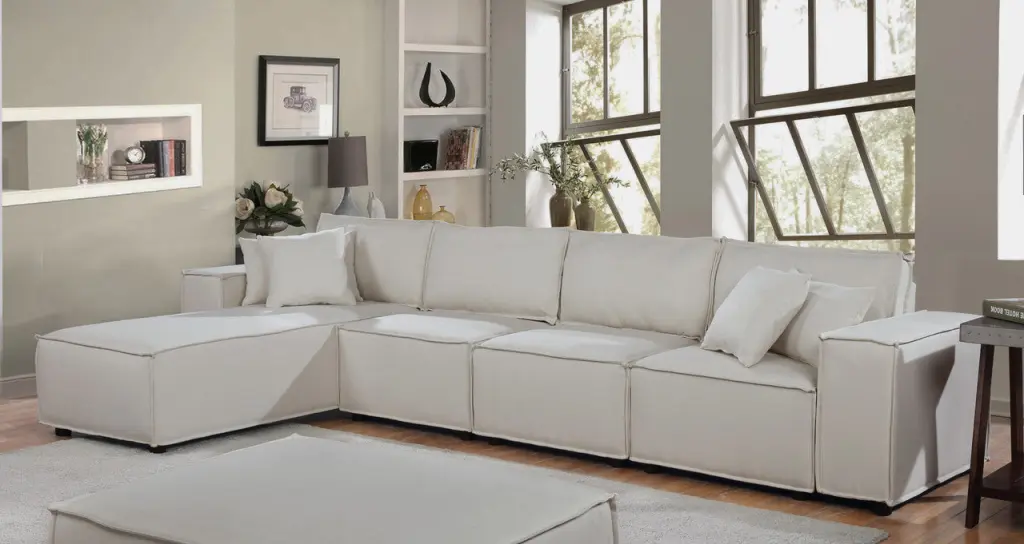 Ermont 132 Sofa Reversible Chaise Beige Linen lilola home
