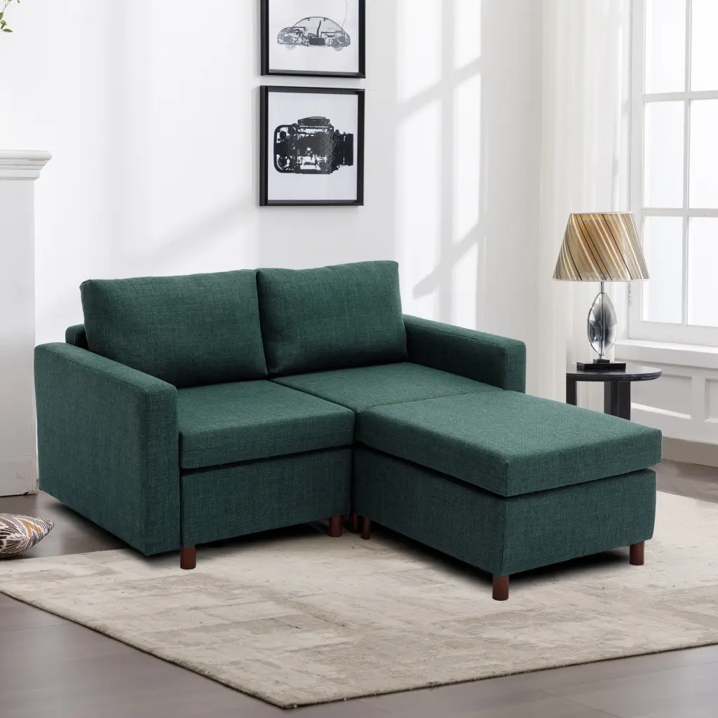 2 Seat Module Sectional Sofa Ottoman Living Room Modern Design rnb