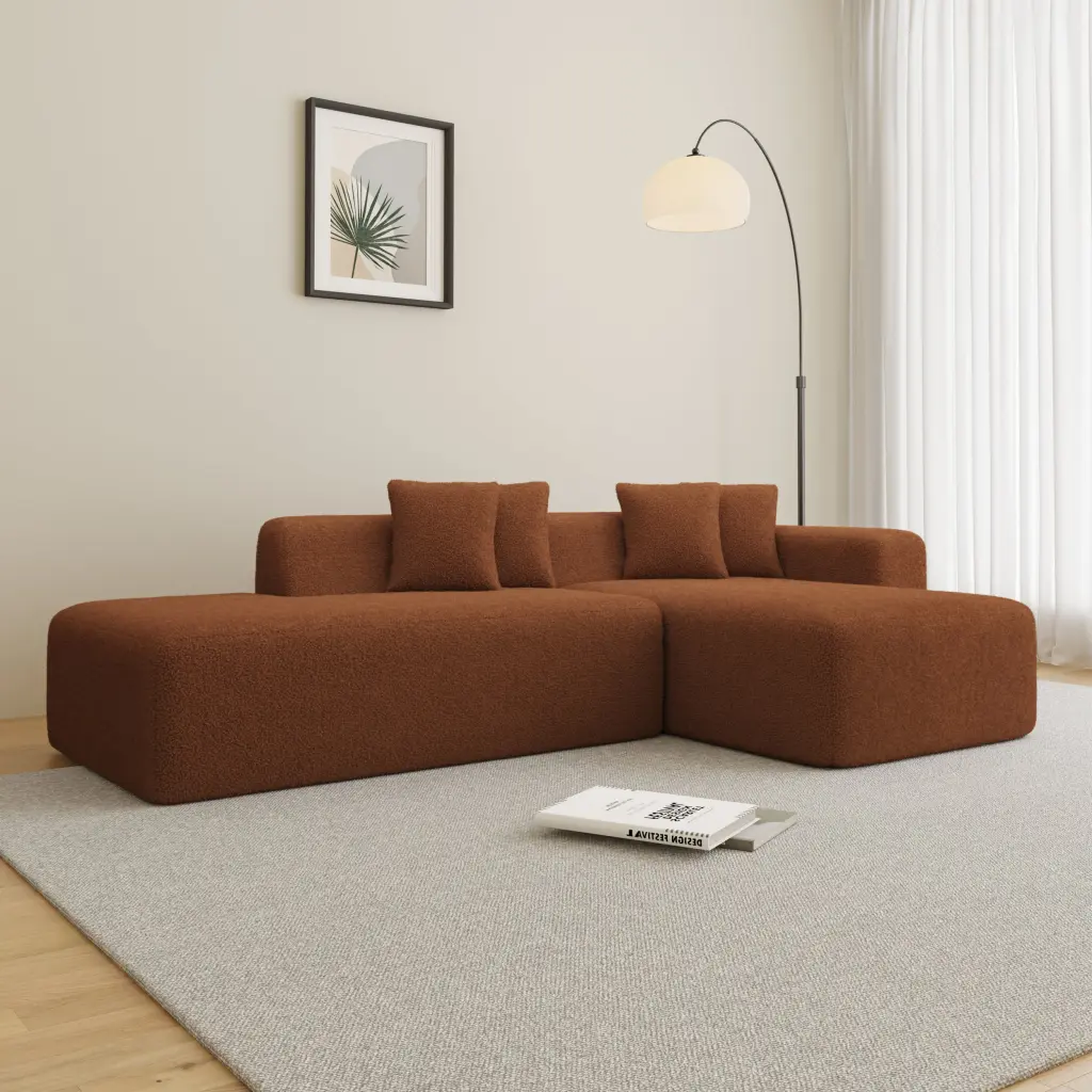 Modular Sectional Couch Lambswool Material Modern L Shaped Sectional Sofa Living Room modasi