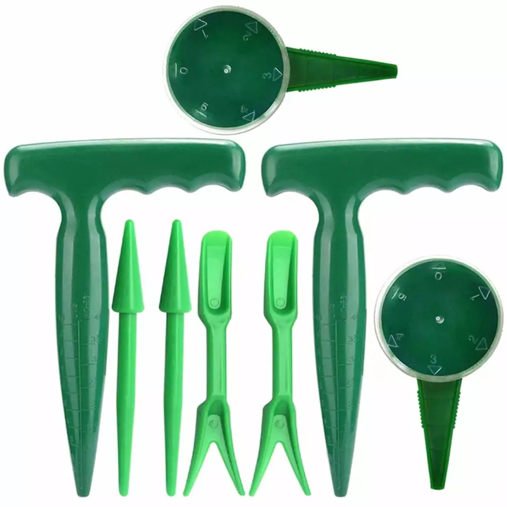 8 Pcs Garden Planter Tool Sowing Seeder Tool Seeder Dial Tool Drop Spreaders Lawns Seeder Planter PINXOR