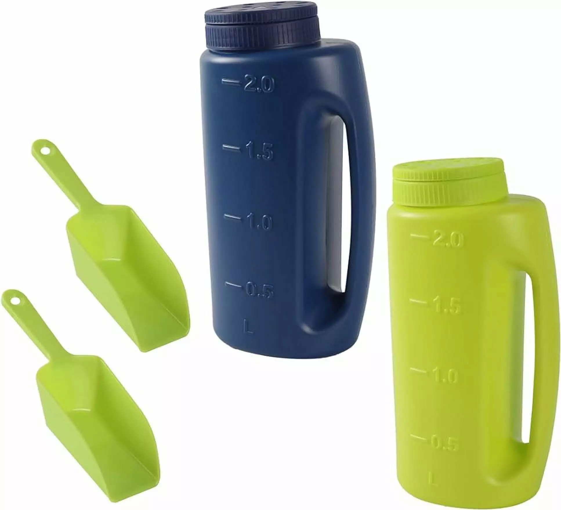 (2-Set) Multipurpose 2L Handheld Spreaders - Handheld Shakers Seeds. Fertilizer. Salt. and More - Adjustable Dial 7 Openin...