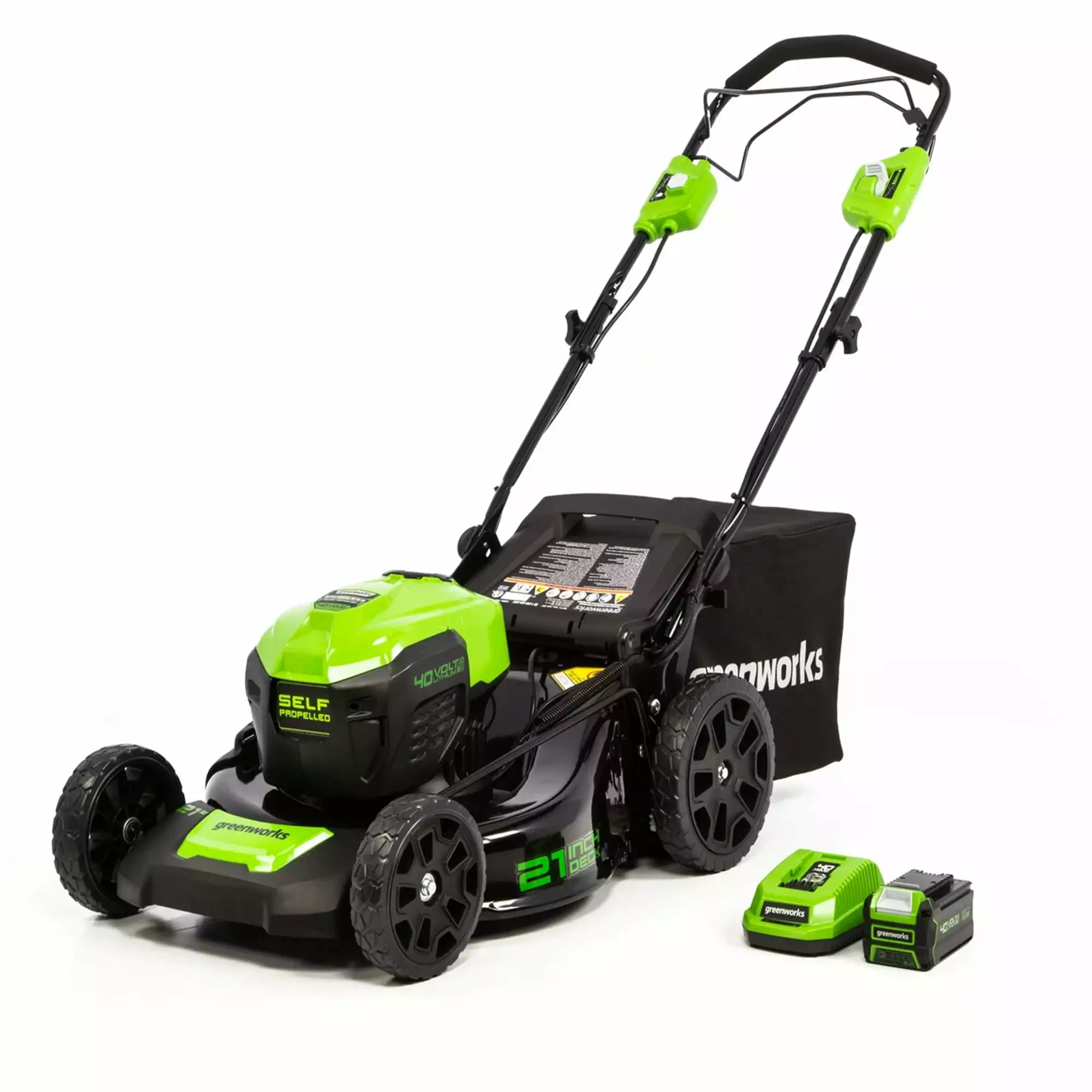 Greenworks 40V 21-inch Brushless Self-Propelled Lawn Mower 5Ah Battery and Charger. 2515602