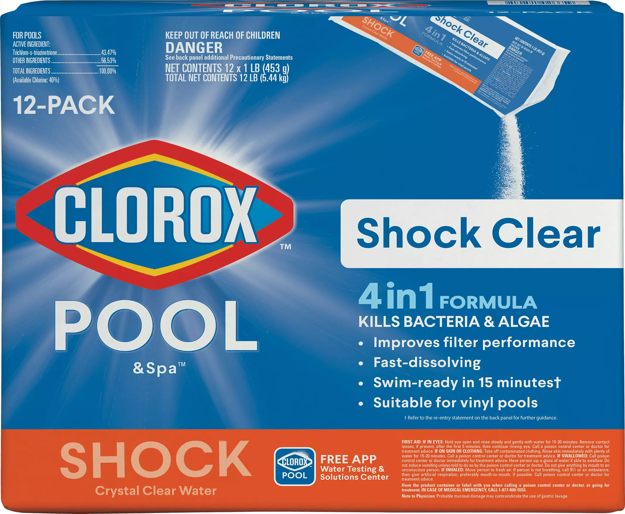 Clorox Pool and Spa Shock Clear Pool Shock Swimming Pools 12pk Clorox Pool&Spa