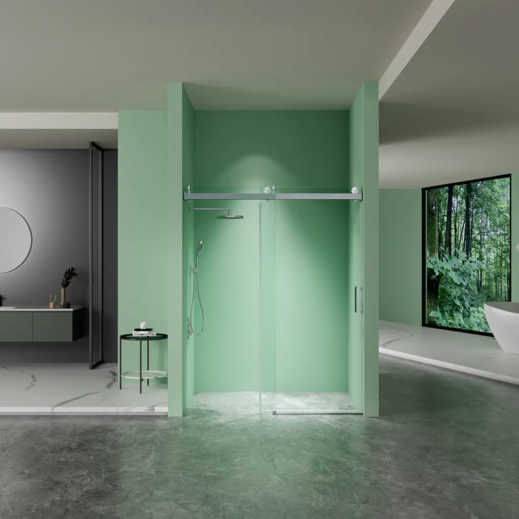 68 to 72 . W X 76 . H Sliding Frameless Soft Close Shower Door bathin