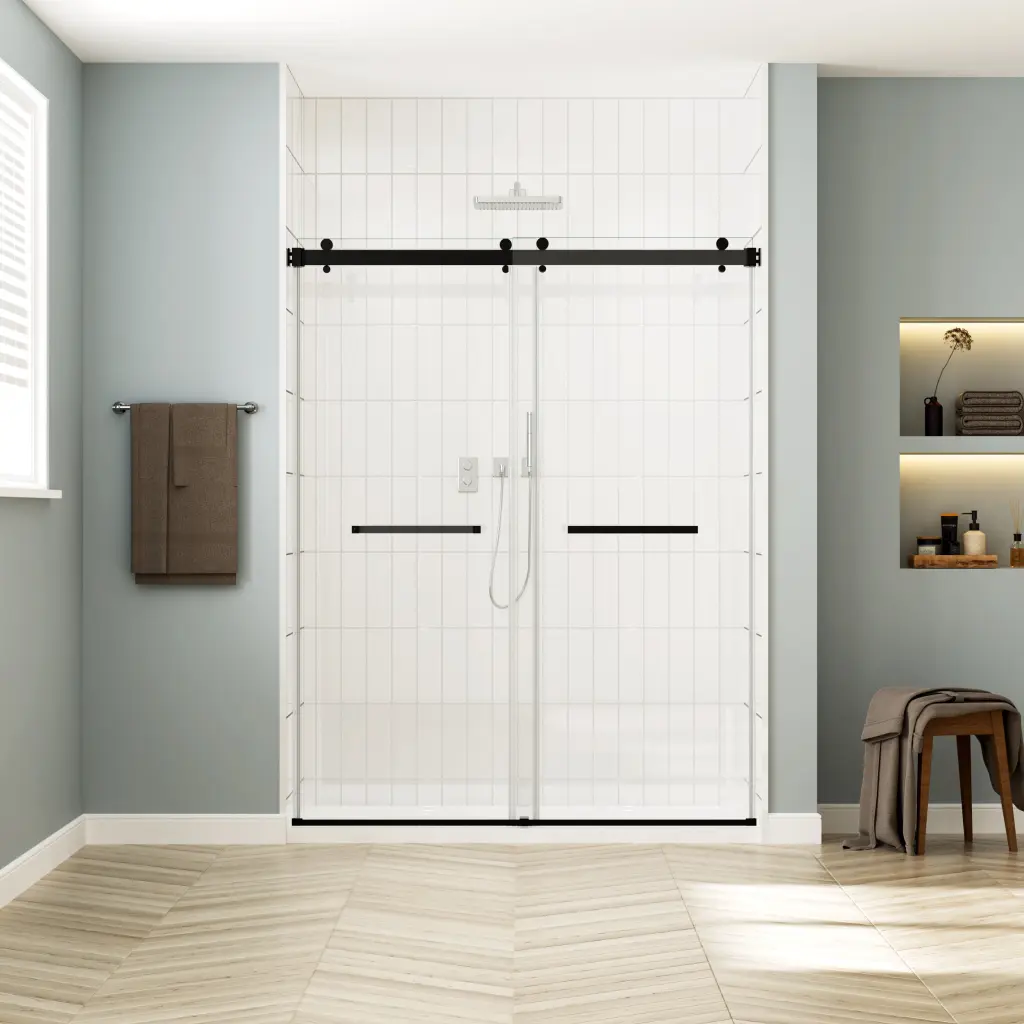56 60 W X 77 H Sliding Frameless Soft Close Shower Door Pivot Hinge rnb