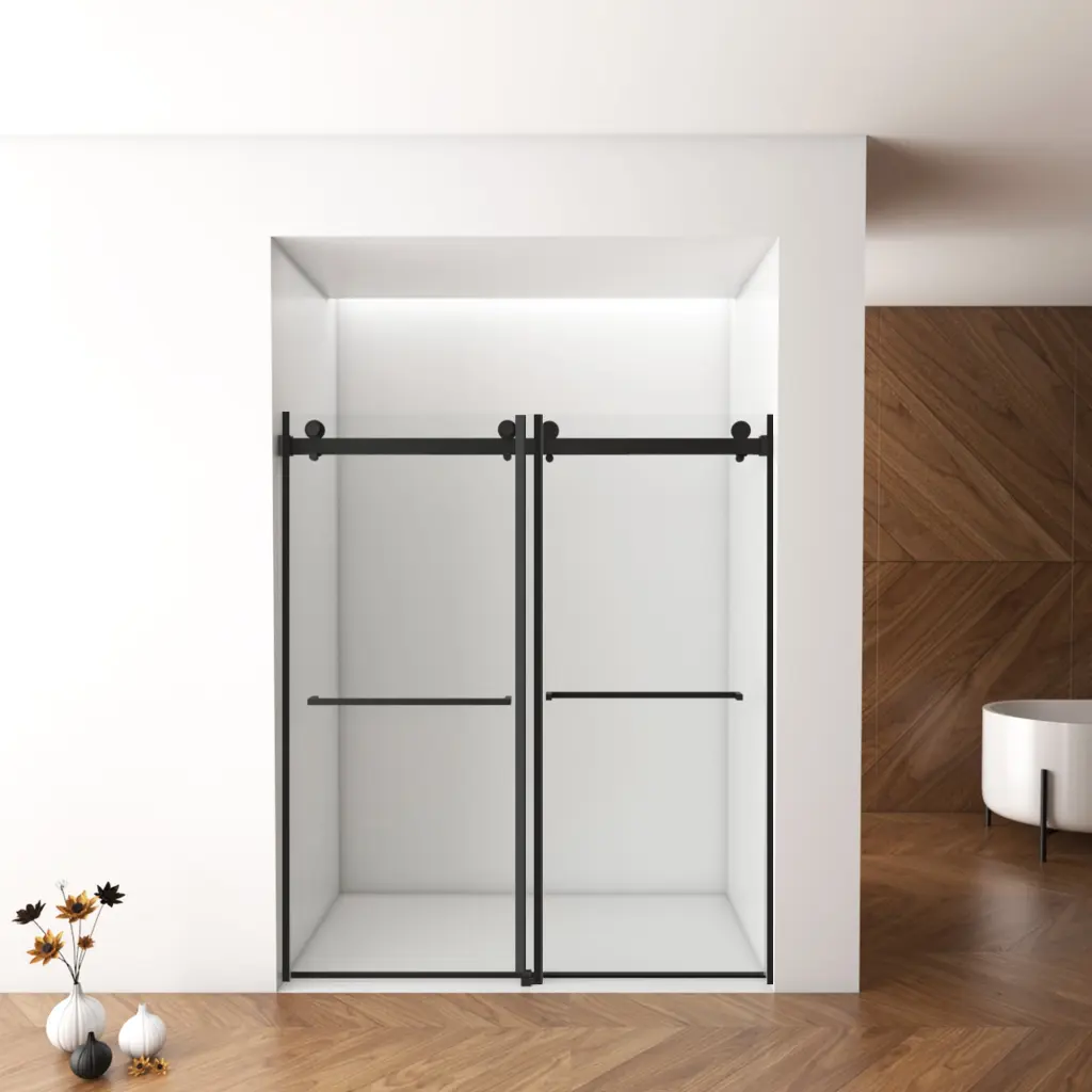 56 60W X 70H Frameless Double Sliding 5 16 8Mm Laminated Glass Shower Door