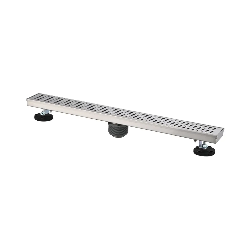 24 Inches Linear Shower Drain Removable Quadrato Pattern Grate 3 Channel Bathroom Floor Drain w928 dongtu group