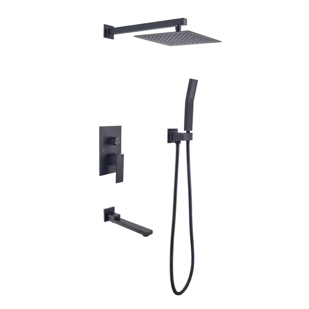 10" Rain Shower Head Systems Wall Mounted Matte Black Showerhead Bathroom w2287
