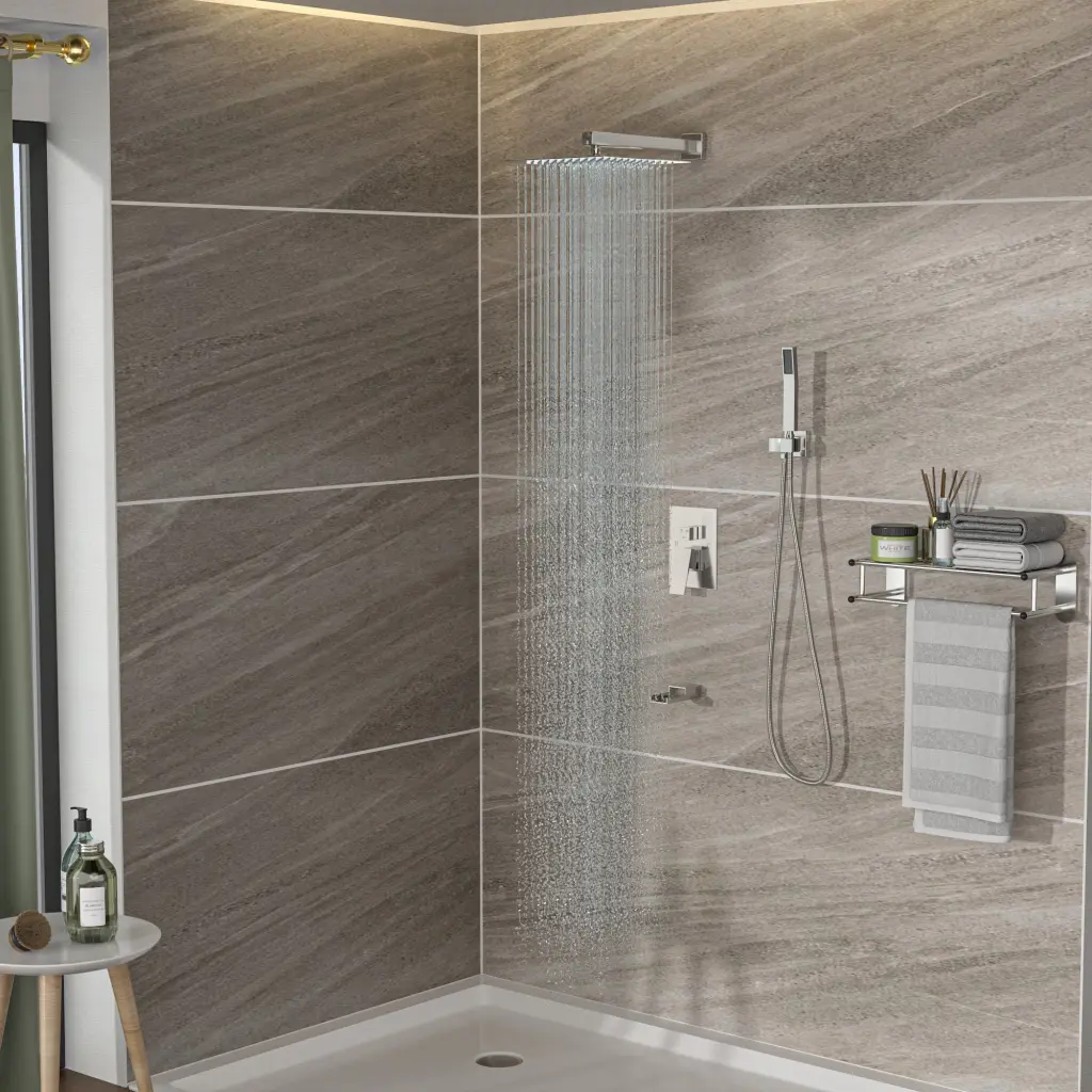 10 Inch Wall Mounted Square Shower System Waterfall Tub Spout lordear