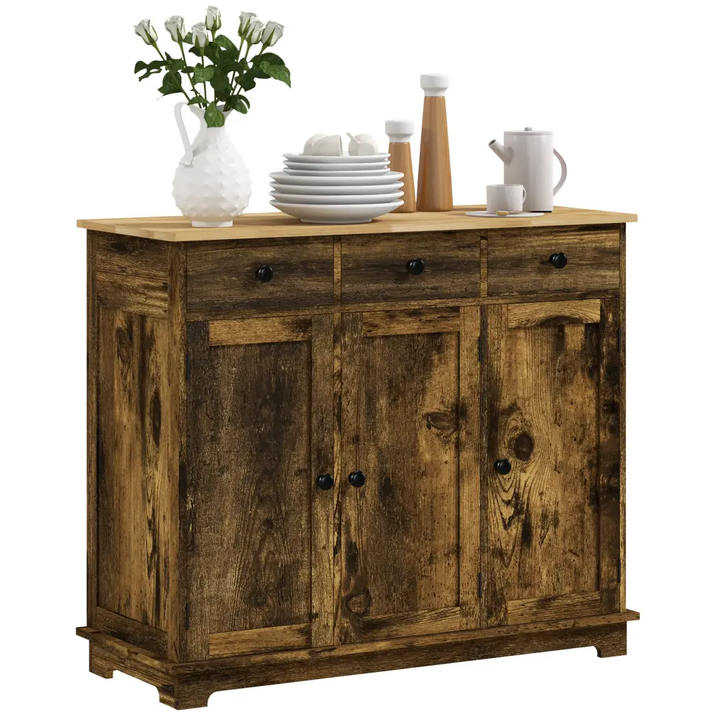 Homcom Sideboard Solid Wood Countertop Modern Kitchen Storage Cabinet aosom business