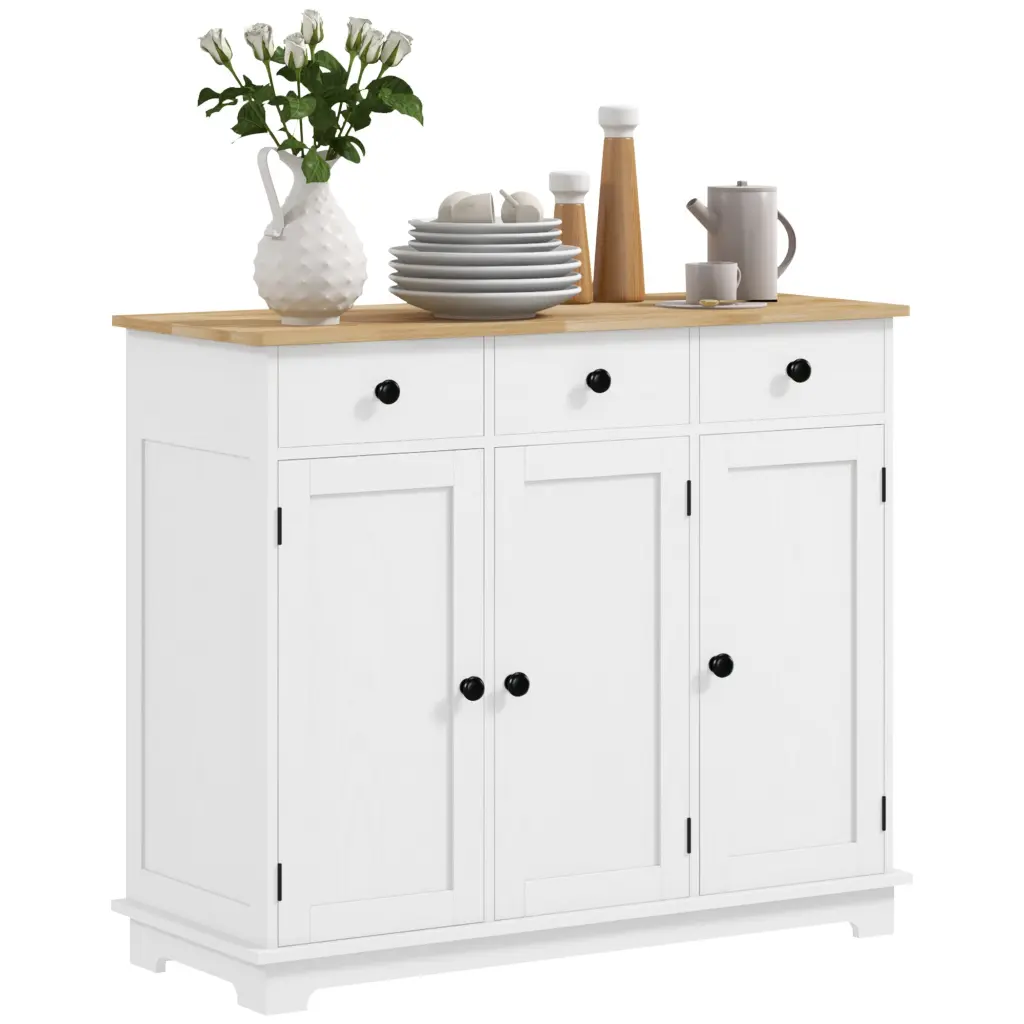 Homcom Sideboard Solid Wood Countertop Modern Kitchen Storage Cabinet aosom business