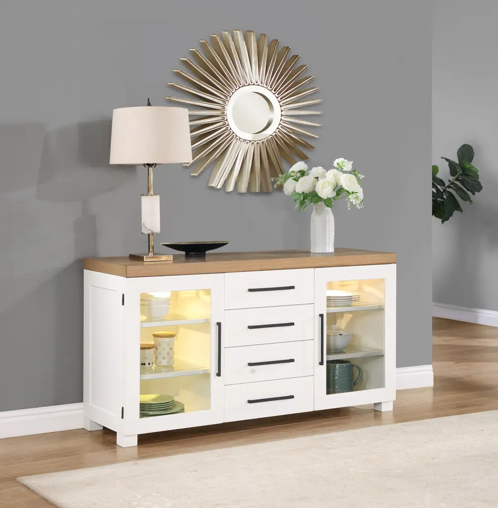 Magnolia Server White Wood Sideboard Dining Room Or Living Room Storage steve silver furniture