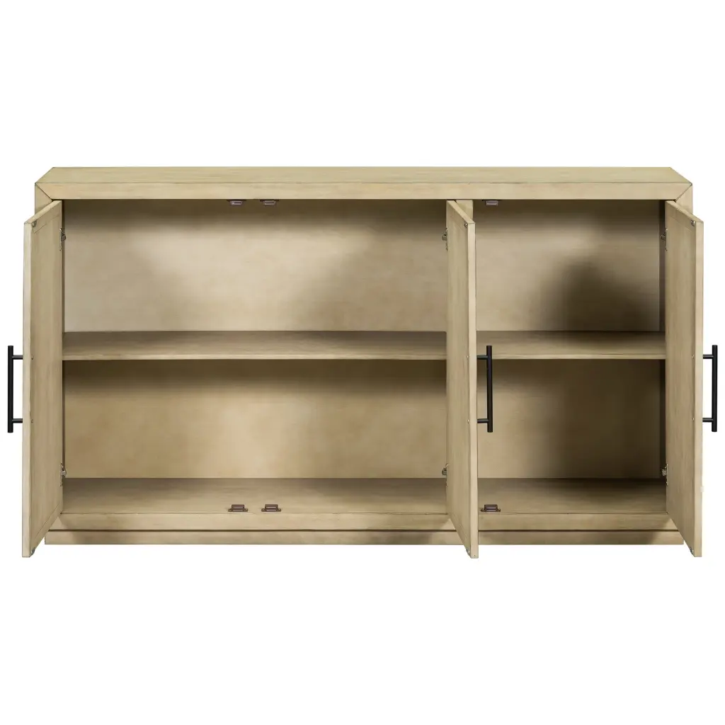 3 Door Large Storage Retro Sideboard Adjustable Shelves Black Finish rnb