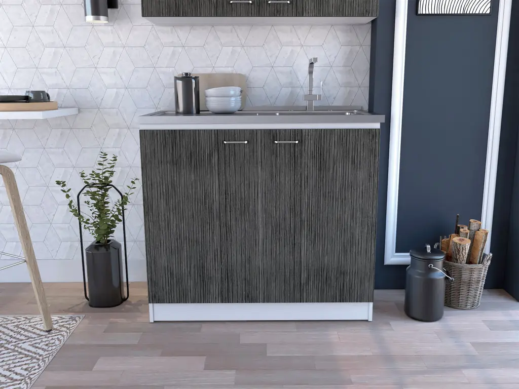 Brookeline Rectangle 2 Door Functionality Sink And Cabinet White And Smokey furniture max