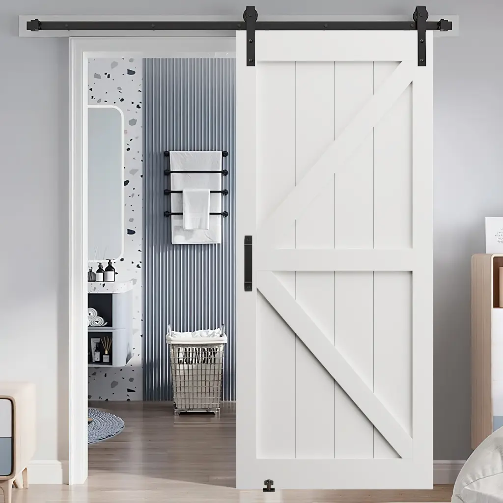 36 X 84 K Style Real Primed Door Slab 6.6Ft Barn Door Sliding Hardware rnb